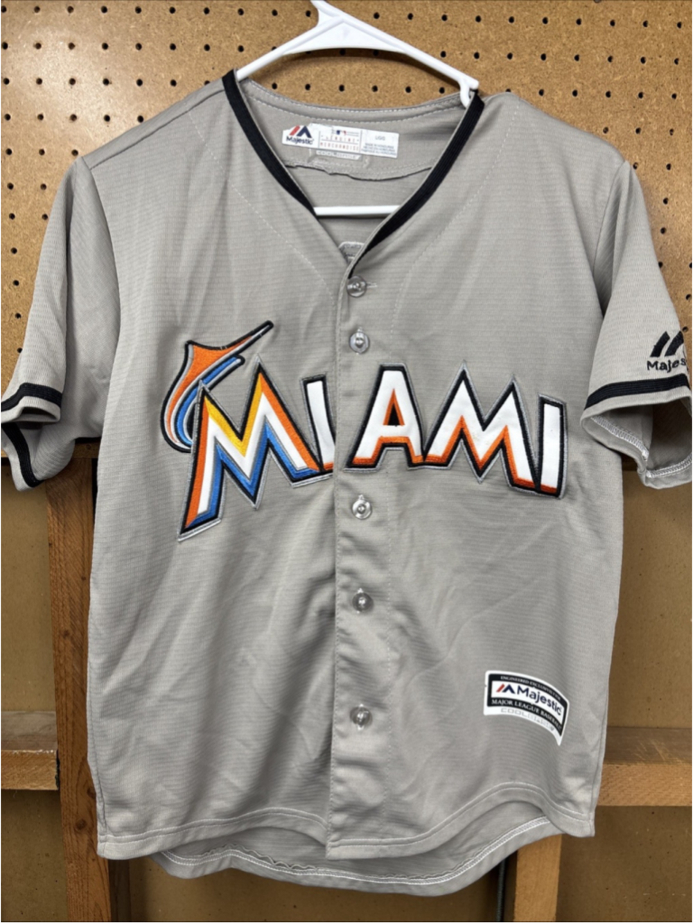 Miami Marlins Starlin Castro #13 Majestic Cool Base Gray Jersey Youth Large
